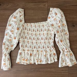 ASOS DESIGN Long Sleeve Floral Top with Shirring 6